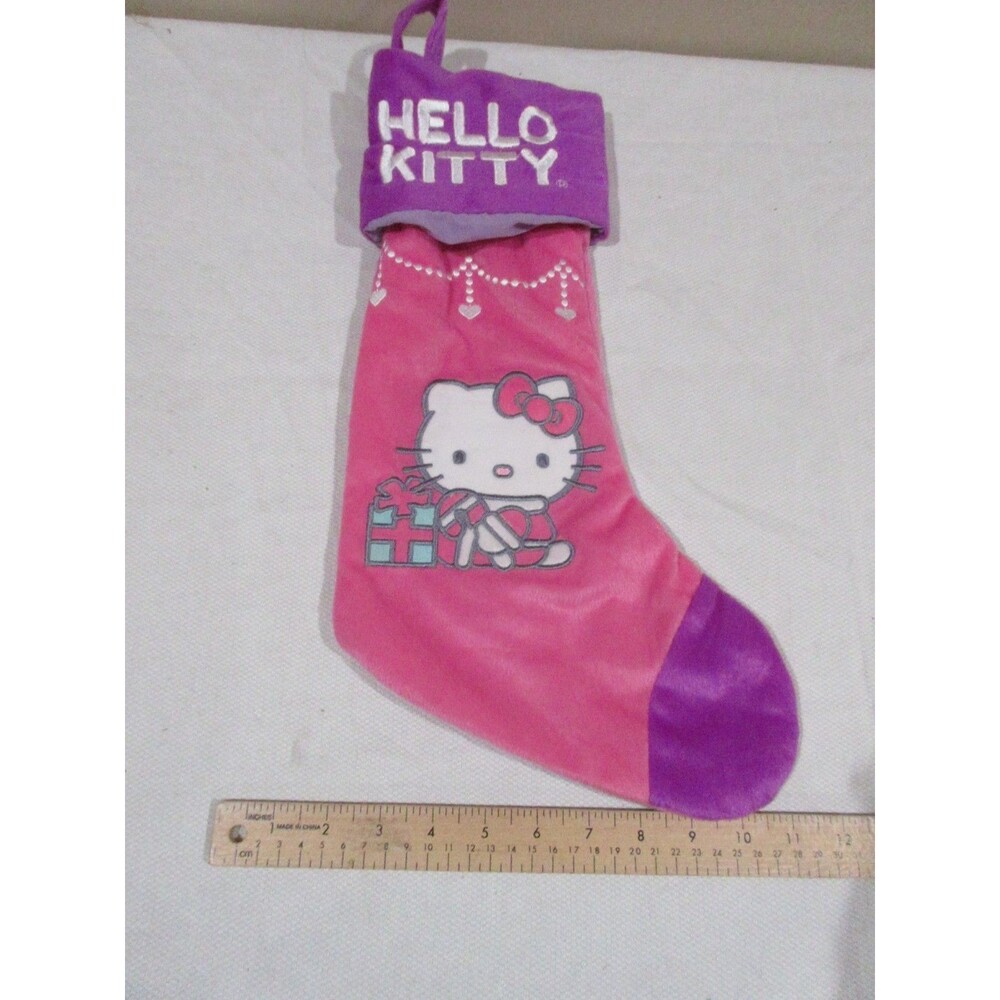 Hello Kitty Christmas Stocking Pink/Purple 2012 18"x9" Velour  Holiday